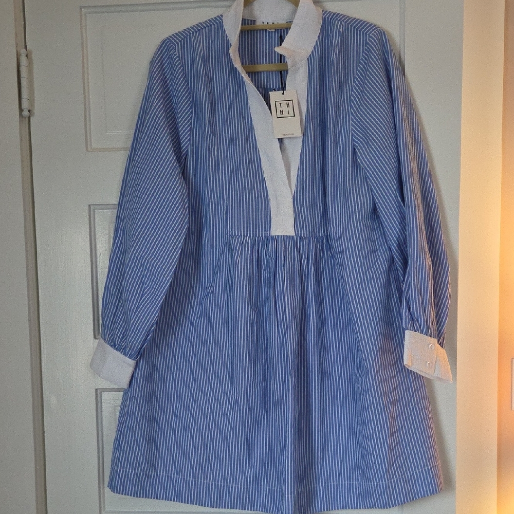 Blue and White Striped Dress